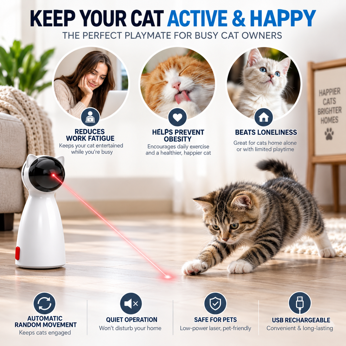 Paw & Holler PounceBeam™ Automatic Cat Laser Toy